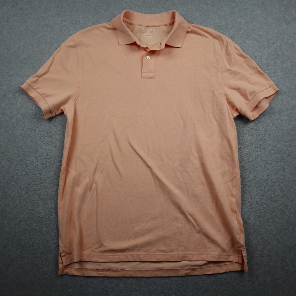 J.Crew Polo Shirt Mens Large Slim Fit Peach Short Sleeve Cotton Casual Preppy